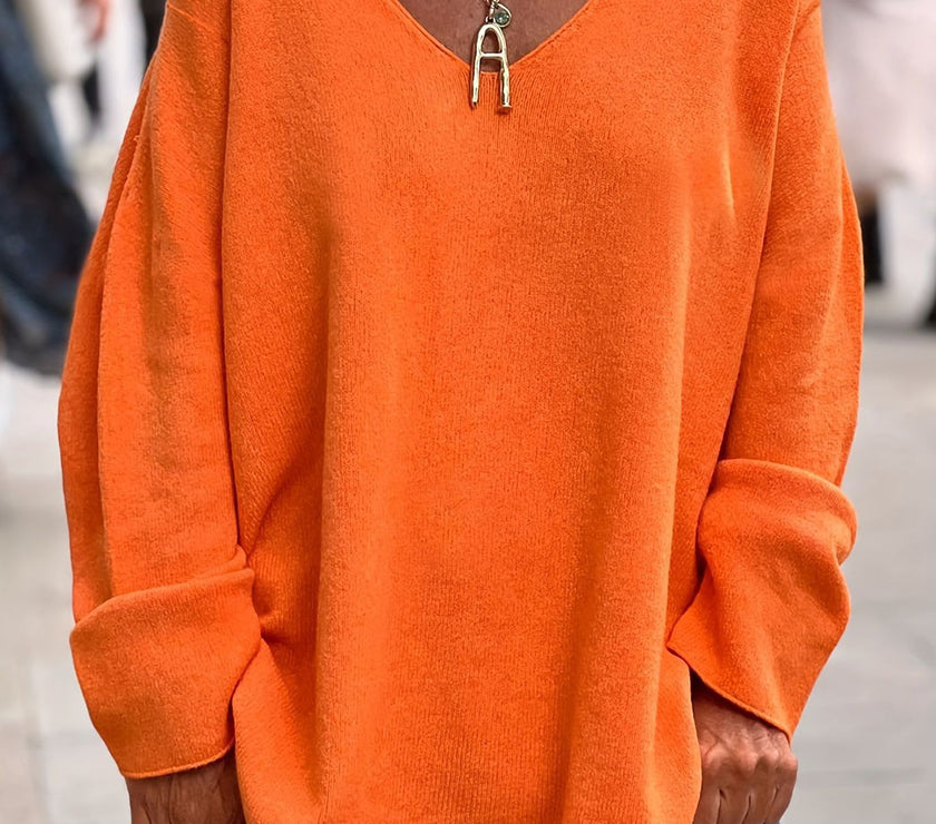 V-Neck Long Sleeve Knit Top