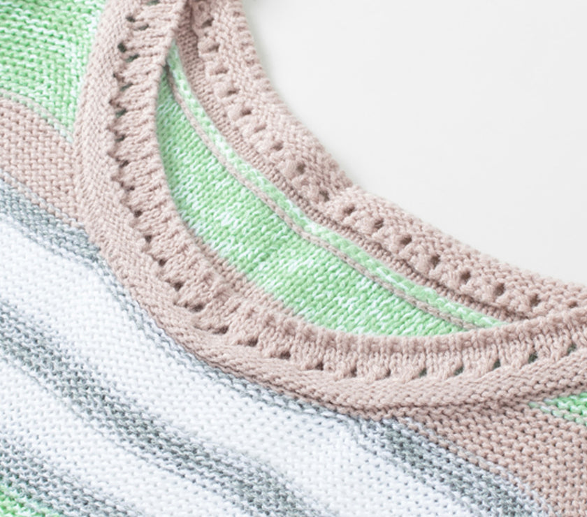 Contrast Striped Boat Neck Dropped Shoulder Sweater