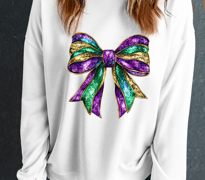 Bow Round Neck Long Sleeve Sweatshirt