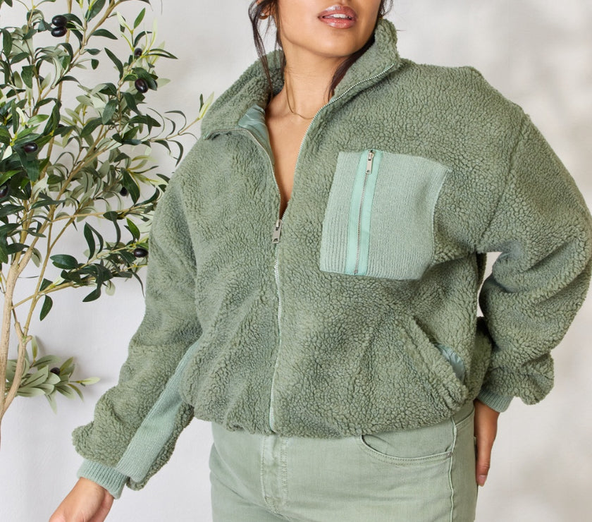 Heimish Full Size Zip Up Collared Neck Jacket