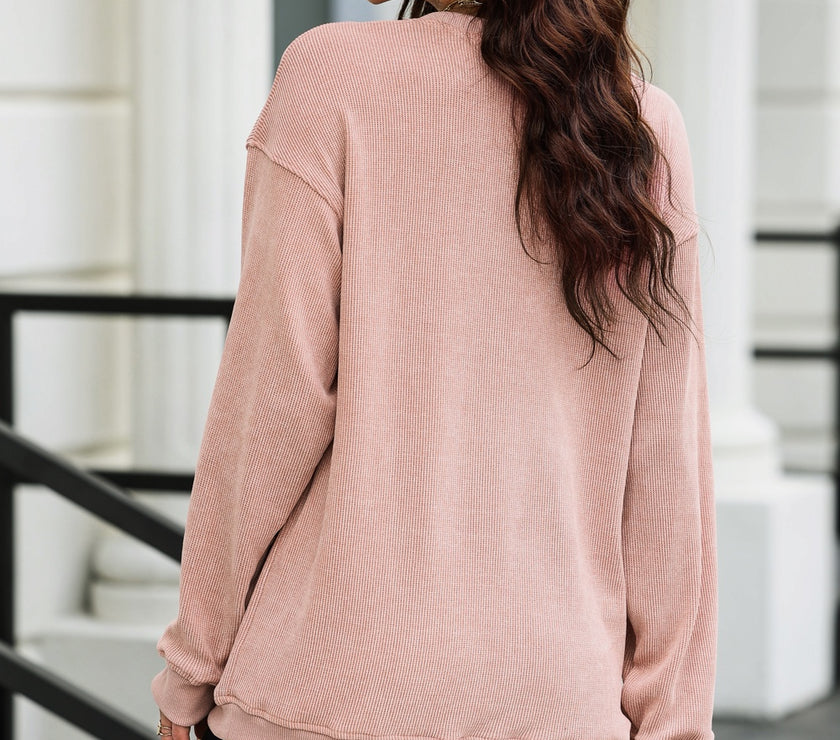 Sequin Candy Cane Round Neck Sweatshirt