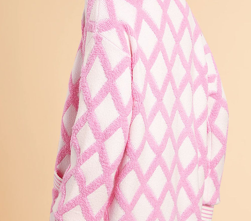 Geometric Open Front Long Sleeve Cardigan