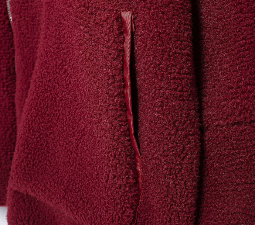 Turtleneck Zip Up Long Sleeve Plush Jacket