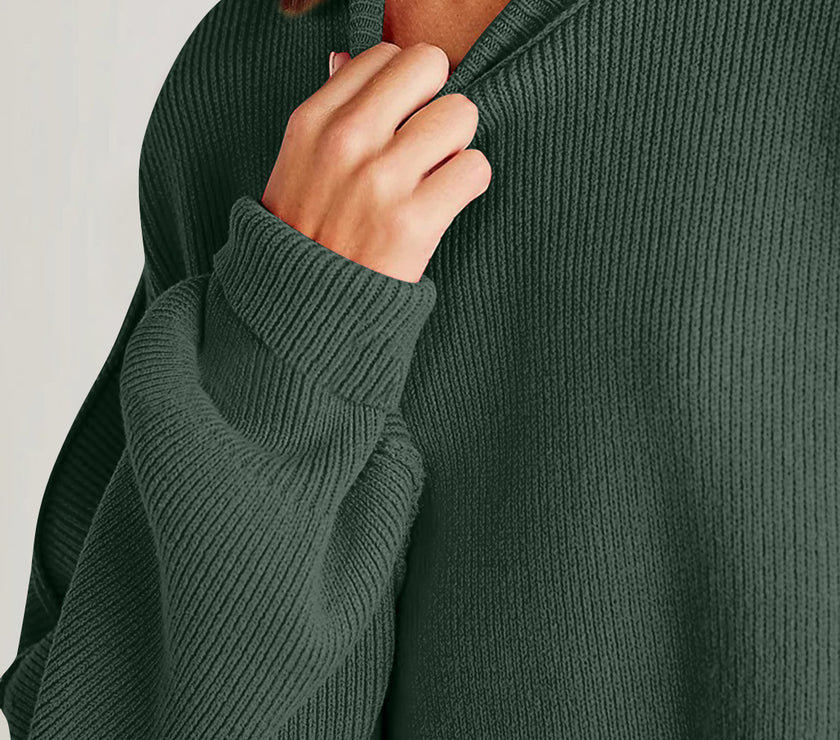 Double Take Side Slit Round Neck Long Sleeve Sweater