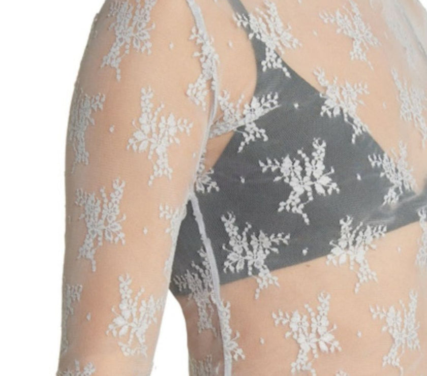 Lace Mock Neck Long Sleeve Blouse