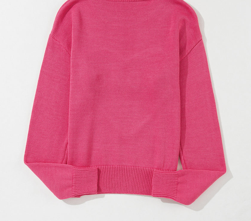 XOXO Round Neck Drop Shoulder Sweater