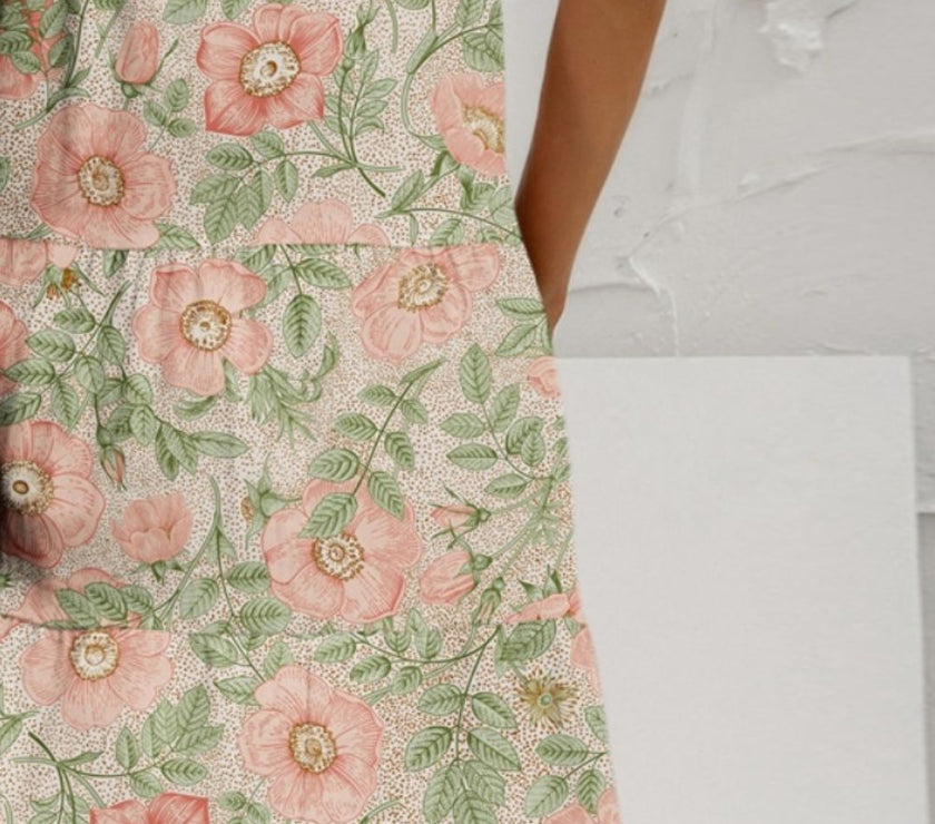 FAM-FAM Tiered Printed Round Neck Sleeveless Dress