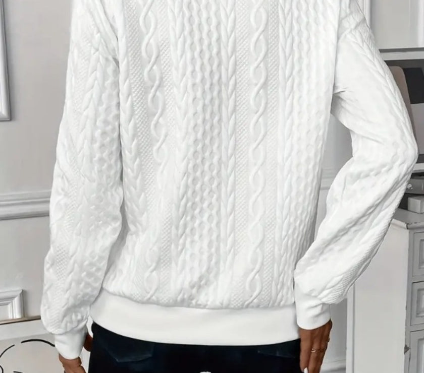 Texture Half Zip Long Sleeve Sweatshirt