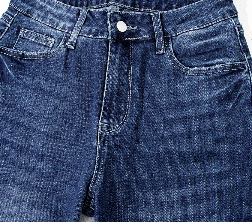 Sail Blue Mineral Wash Raw Hem High Waist Flared Jeans