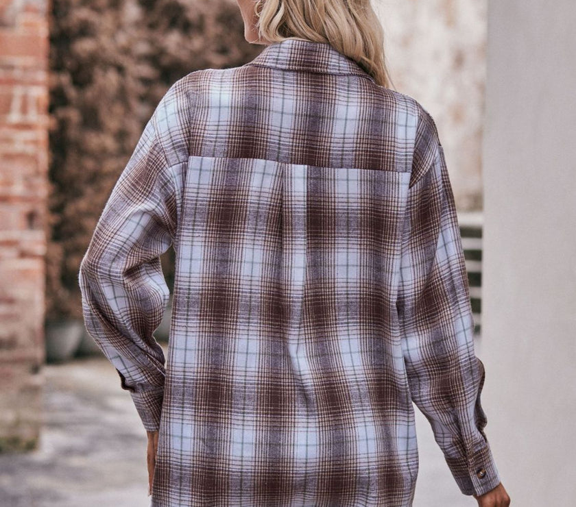 Mandy Plaid Dropped Shoulder Longline Shirt