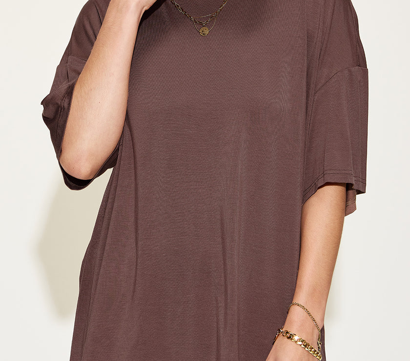 Basic Bae Full Size Bamboo Drop Shoulder T-Shirt and Flare Pants Set