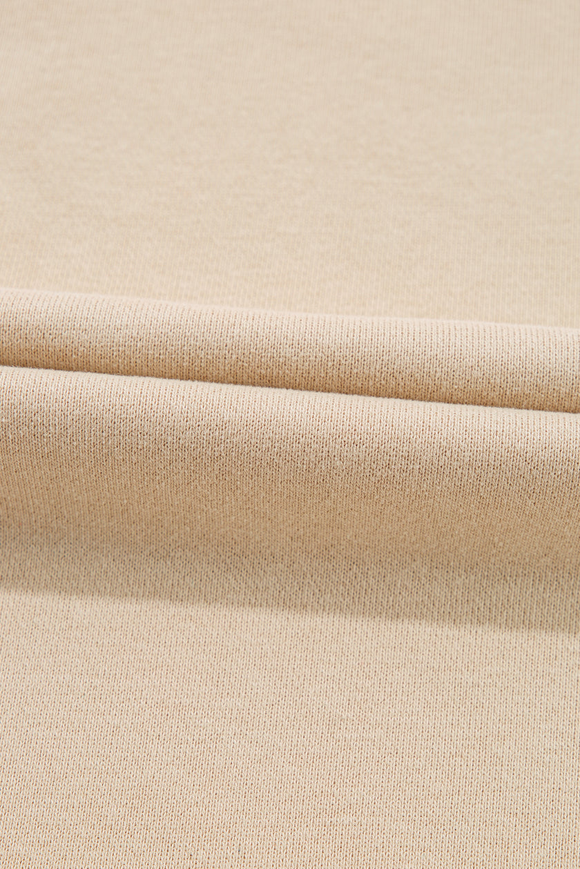 Apricot Striped Accent Pullover and Shorts Two Piece Casual Set