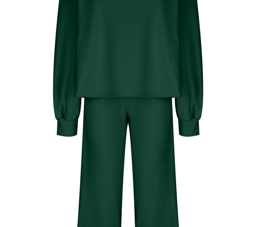 Round Neck Long Sleeve Top and Pants Set