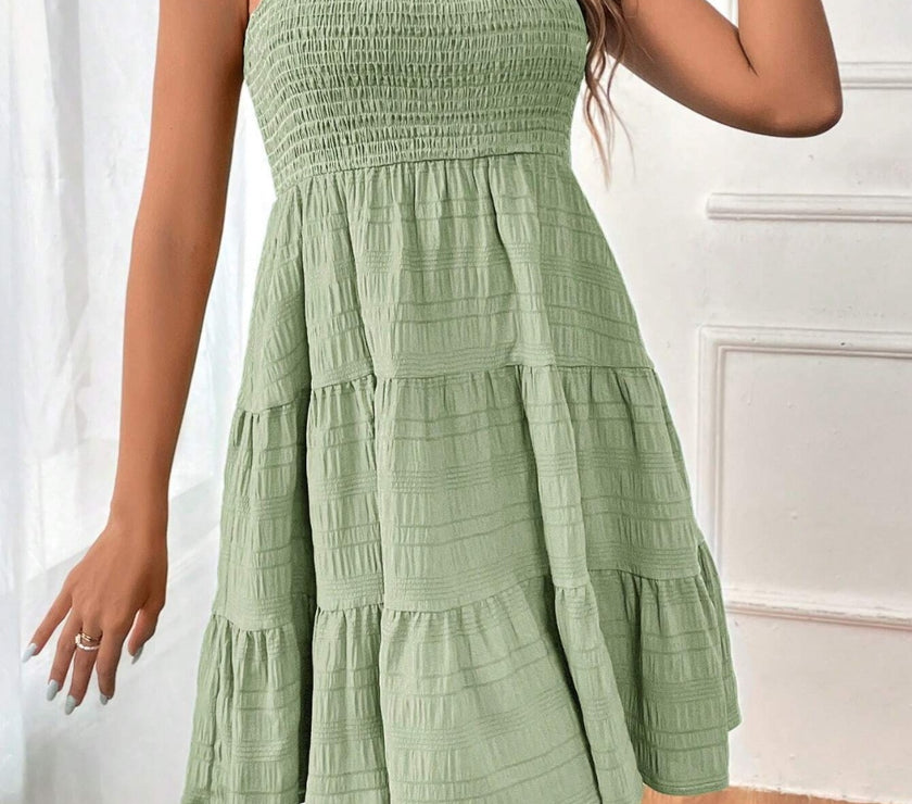 Smocked Tiered Sleeveless Mini Dress