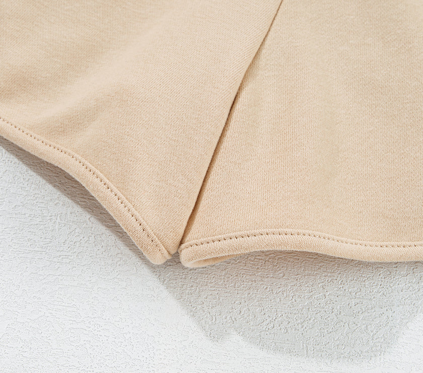 Apricot Striped Accent Pullover and Shorts Two Piece Casual Set