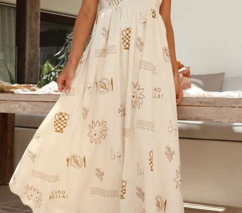 Printed Square Neck Maxi Cami Dress