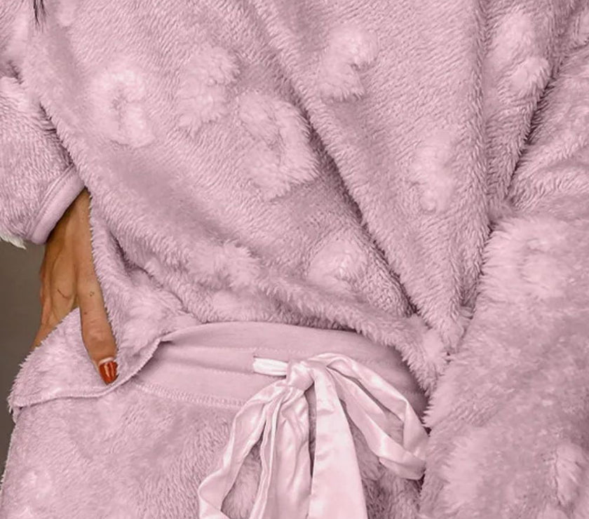 Round Neck Long Sleeve Top and Shorts Lounge Set