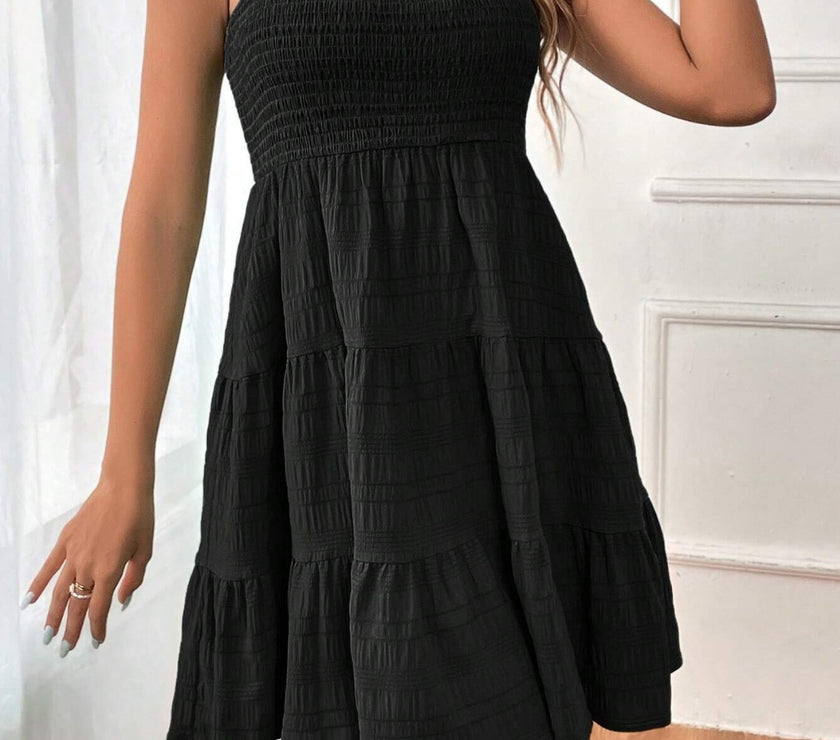 Smocked Tiered Sleeveless Mini Dress