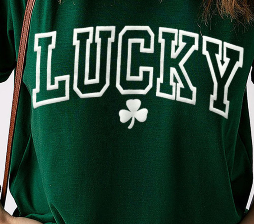LUCKY Round Neck Short Sleeve T-Shirt