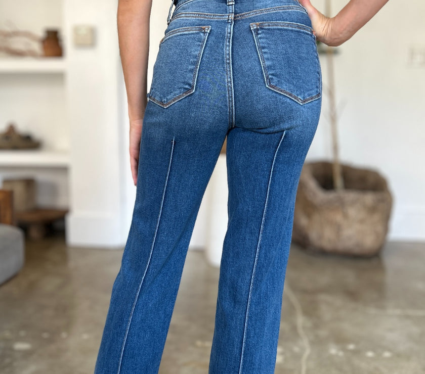 Judy Blue Full Size High Waist Front Seam Detail Straight Jeans