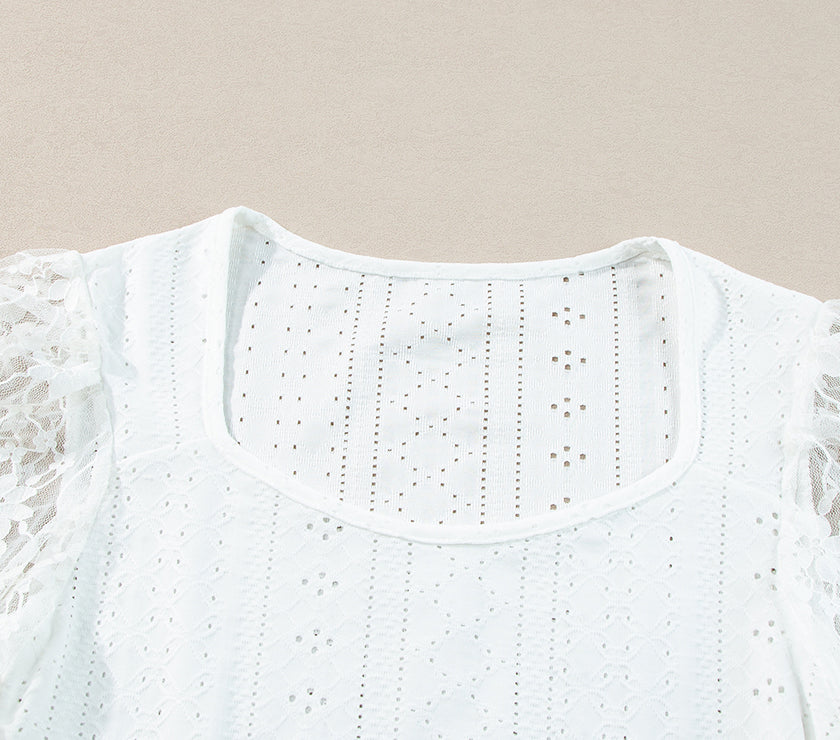Eyelet Lace Long Sleeve Bodysuit