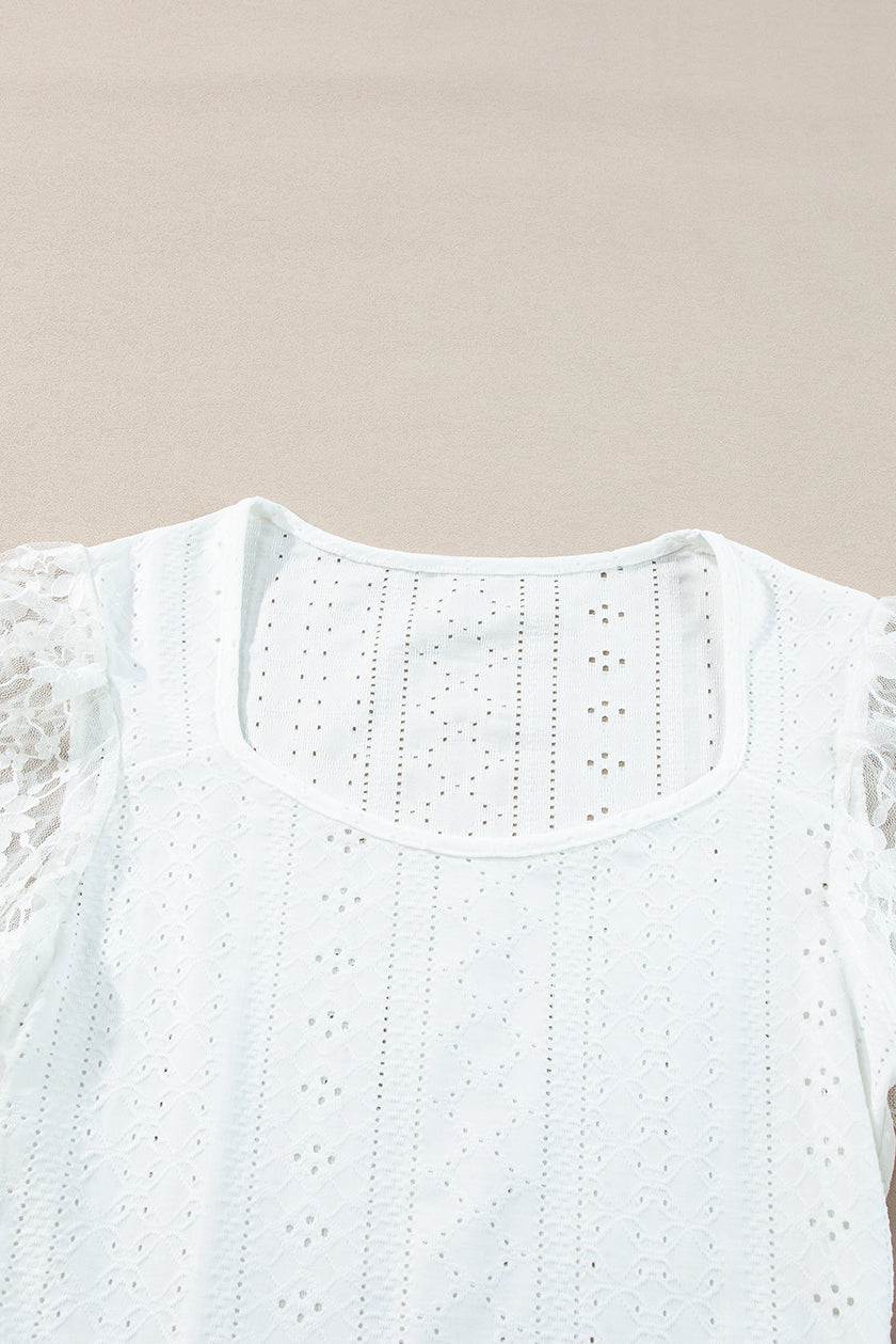 Eyelet Lace Long Sleeve Bodysuit