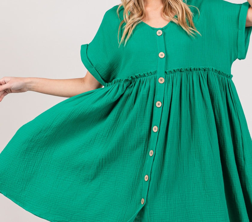 SAGE + FIG Full Size Button Up Short Sleeve Dress