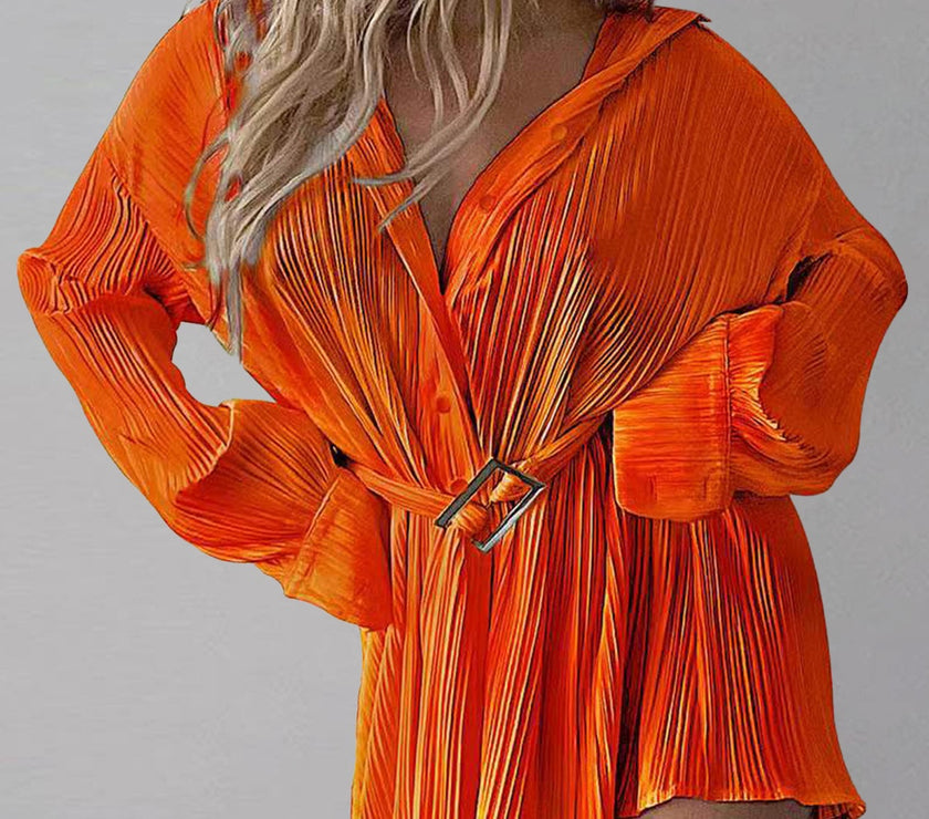 Button Up Dropped Shoulder Shirt Dress