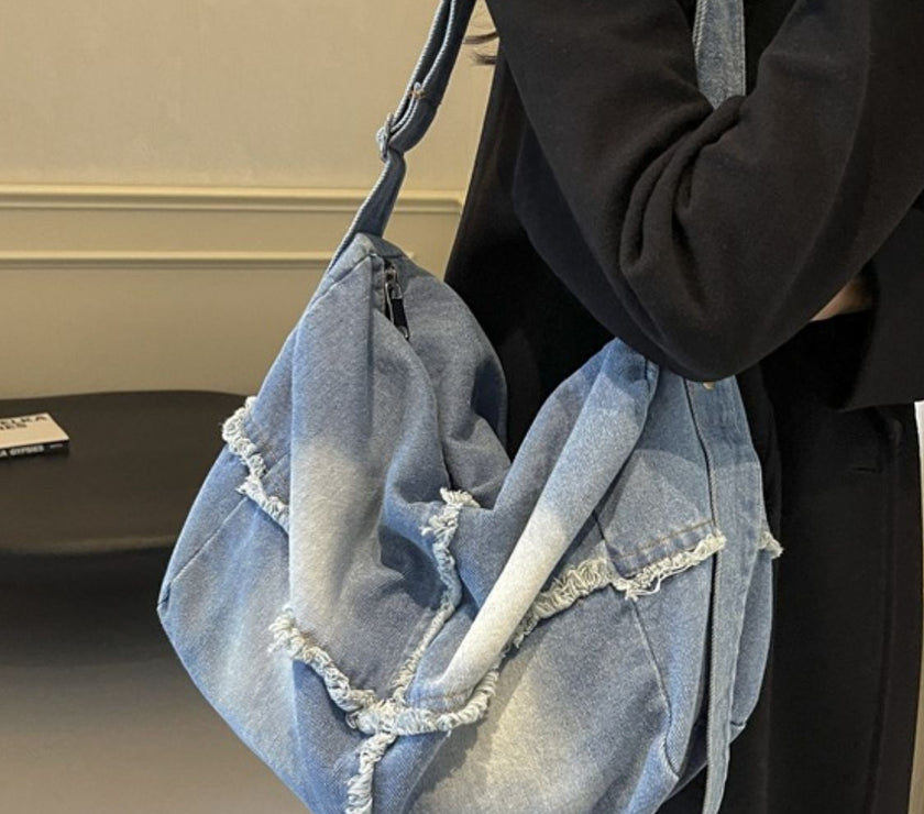 Raw Hem Gradient Crossbody Bag