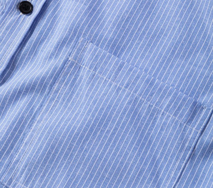 Striped Collared Neck Long Sleeve Shirt