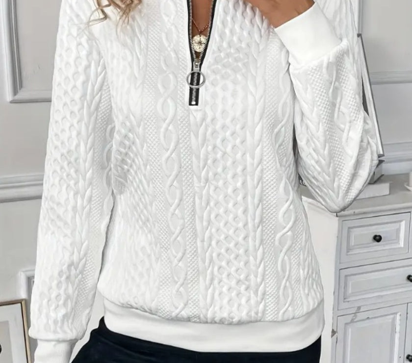 Texture Half Zip Long Sleeve Sweatshirt