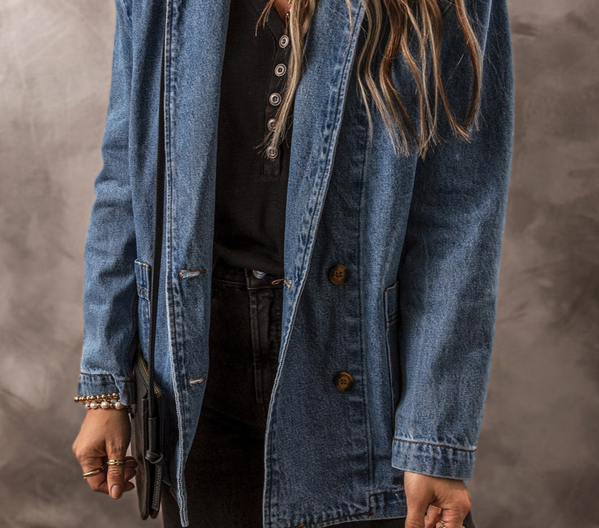 Pocketed Long Sleeve Denim Jacket
