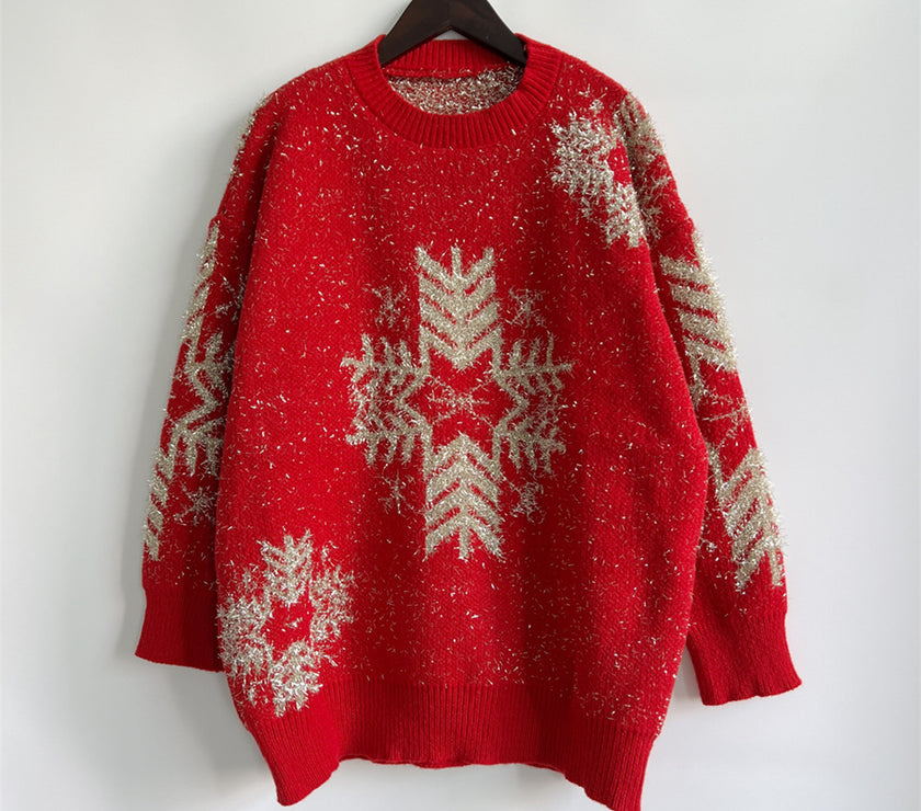 Snowflake Pattern Long Sleeve Sweater