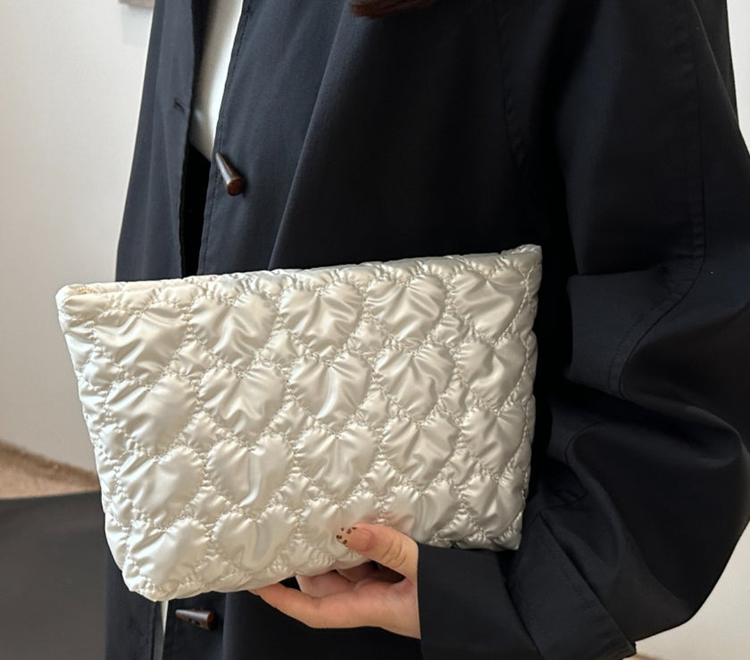 Ruched Heart Clutch with Zipper