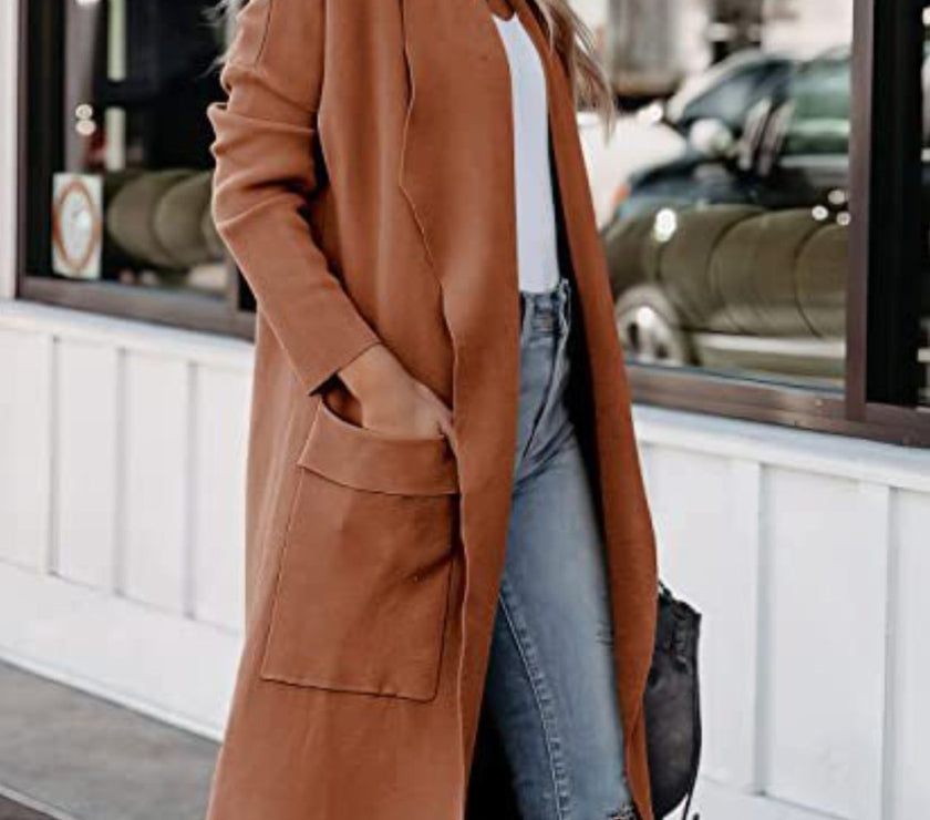 Open Front Dropped Shoulder Outerwear