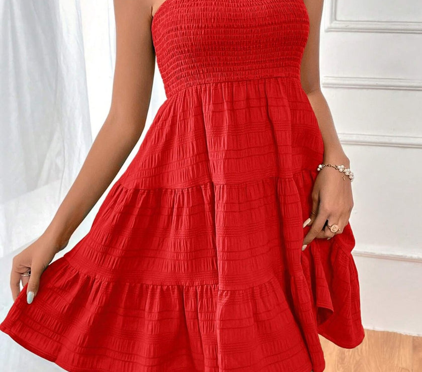 Smocked Tiered Sleeveless Mini Dress