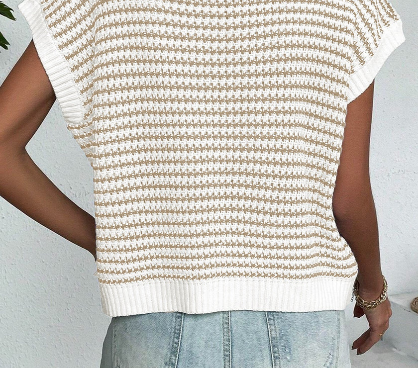 Striped Round Neck Sweater Vest