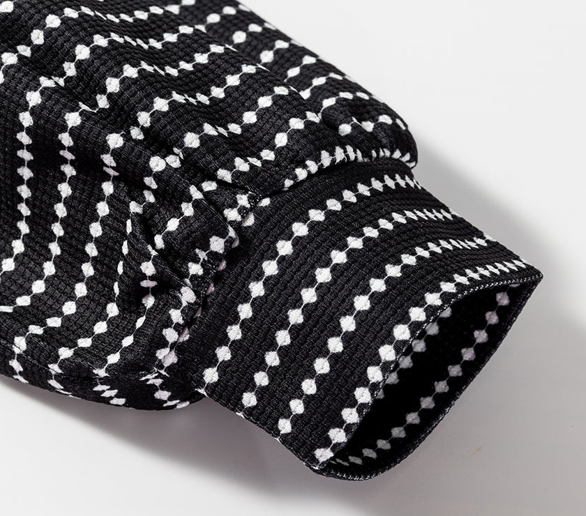 Striped V-Neck Long Sleeve Mini Dress