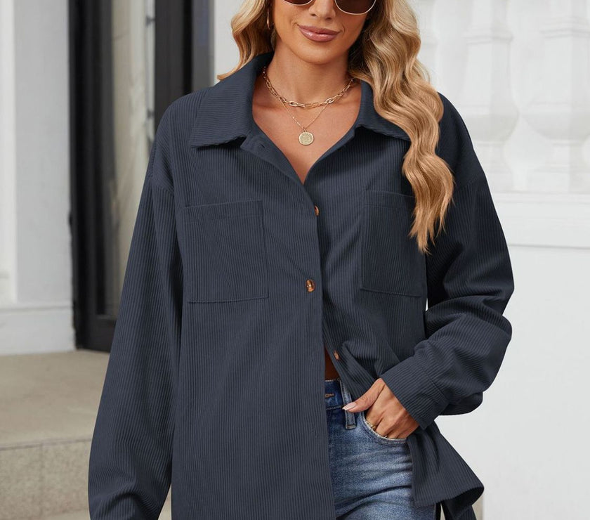 Button Up Long Sleeve Shirt with Breast Pockets