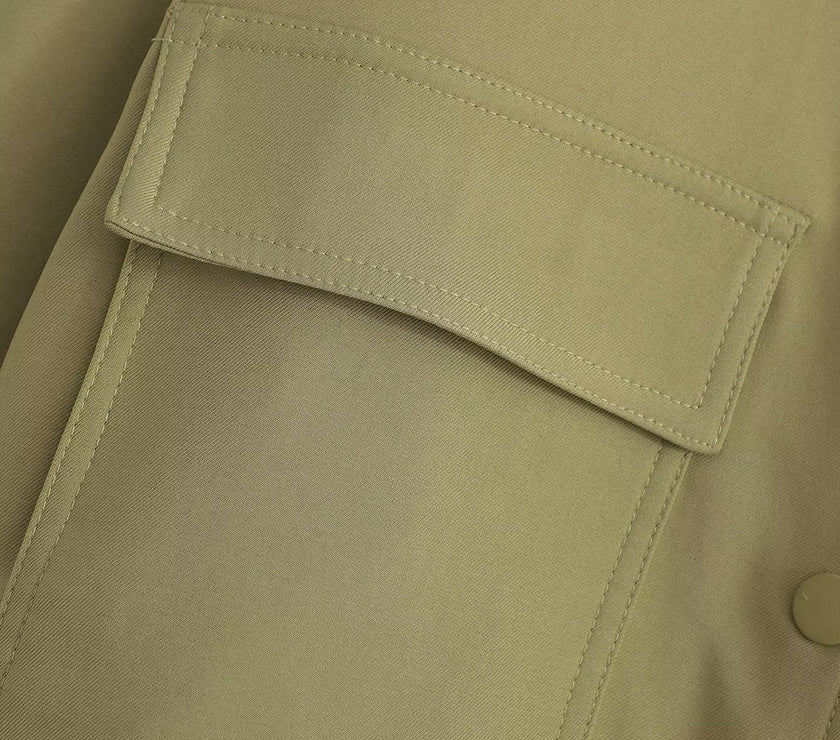 Pocketed Snap Down Baseball Collar Jacket