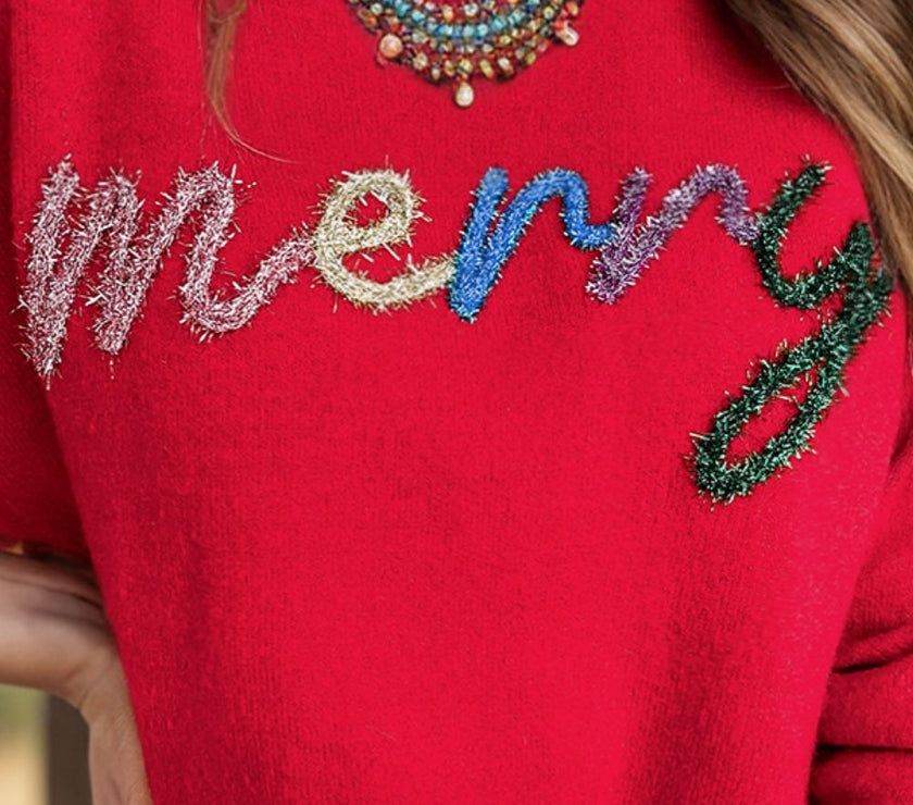 MERRY Round Neck Long Sleeve Sweater