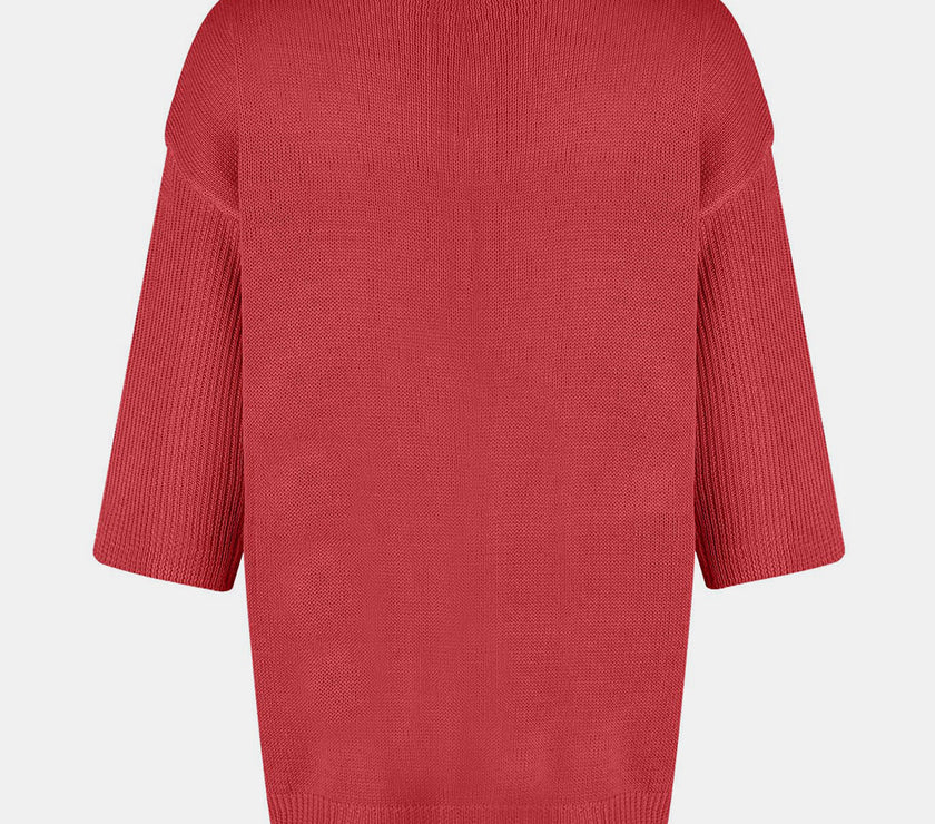 V-Neck Three-Quarter Sleeve Knit Top