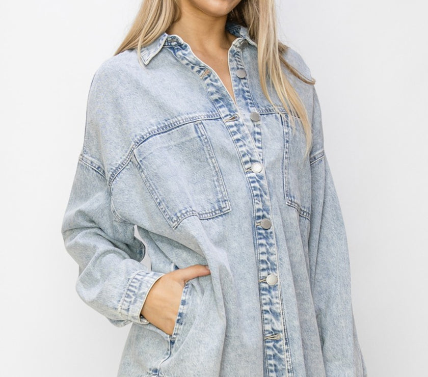 RISEN Button Up Long Sleeve Shacket