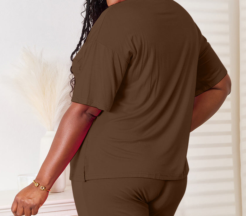 Basic Bae Full Size Soft Rayon Half Sleeve Top and Shorts Set