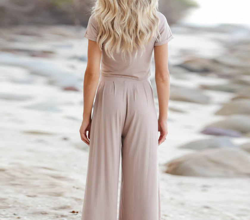 Short Sleeve T-Shirt and Wide Leg Pants Set