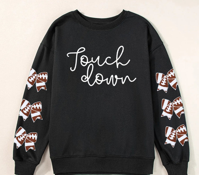 Letter Graphic Bow Long Sleeve Sweatshirt