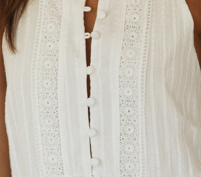 Half Button Sleeveless Mini Dress