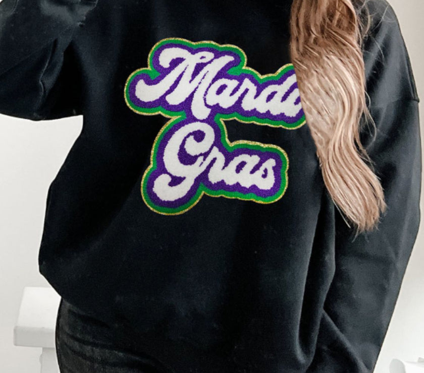 MARDI GRAS Round Neck Drop Shoulder Sweatshirt