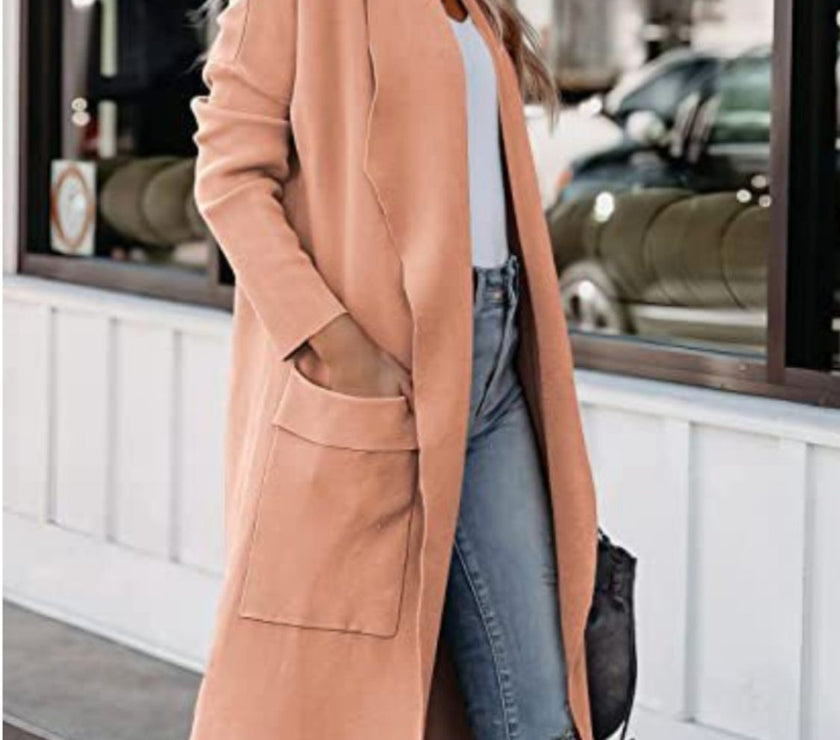 Open Front Dropped Shoulder Outerwear