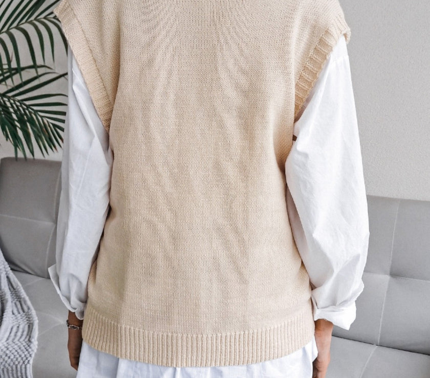 Openwork V-Neck Sweater Vest